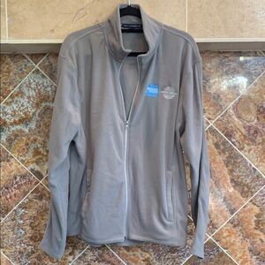 Men's Gray Port Authority Large Lightweight Microfleece Jacket Embroidered AMEX